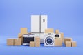 Kitchen appliances delivery concept with boxes Royalty Free Stock Photo