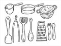 Kitchen appliances doodle set elements. Hand drawing sketch style. Royalty Free Stock Photo