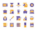 Kitchen appliances electronic equipment vector icon set