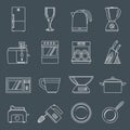 Kitchen appliances icons outline Royalty Free Stock Photo