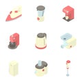 Kitchen appliances icons set, cartoon style Royalty Free Stock Photo