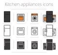 Kitchen appliances icons set Royalty Free Stock Photo