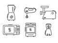 Kitchen appliances icons set line art vector icon on white background Royalty Free Stock Photo