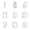 Kitchen appliances icons set, outline style Royalty Free Stock Photo