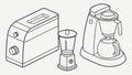 Kitchen Appliances Microwave Blender Coffee Maker, vector design Generative AI Royalty Free Stock Photo