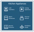 Kitchen appliances vector Icon set web design  on dark blue background Royalty Free Stock Photo