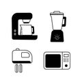 Kitchen Appliances Vector Set - Coffee Maker, Blender, Mixer, Microwave Royalty Free Stock Photo