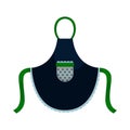 Kitchen apron with a round hemline and a patch pocket with polka dots. Isolated flat vector illustration