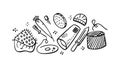 Baking Ingredients and Kitchen Tools Vector, vector design Generative AI Royalty Free Stock Photo
