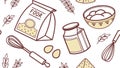 Kitchen Baking Tools & Utensils Seamless Pattern, vector design Generative AI Royalty Free Stock Photo