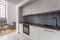 Kitchen with black sink granite worktop Royalty Free Stock Photo