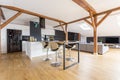 Kitchen in spacious apartment Royalty Free Stock Photo