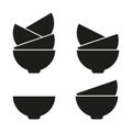Kitchen bowl icon. Stacked dish symbols. Black ceramic Vector ware. Cooking dining element. Royalty Free Stock Photo