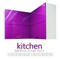Kitchen Cabinet with chipboard shelves with closed doors purple Royalty Free Stock Photo