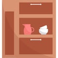 kitchen cabinet with dishes vector icon isolated on white Royalty Free Stock Photo