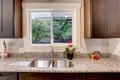 Kitchen cabinet with sink and window view