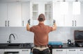 Kitchen Cabinets Installation Finished by Professional Cabinetmaker Royalty Free Stock Photo