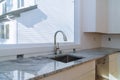 Kitchen cabinets installation Improvement Remodel worm& x27;s view installed in a new kitchen Royalty Free Stock Photo