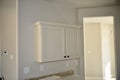 Kitchen cabinets finished in white paint Royalty Free Stock Photo