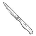 Kitchen carving knife isolated doodle hand drawn sketch with outline style Royalty Free Stock Photo