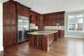 Kitchen with cherry wood cabinetry Royalty Free Stock Photo