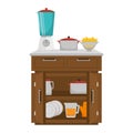 Kitchen chest of drawers with appliances