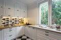 Kitchen with classic white cabinets Royalty Free Stock Photo