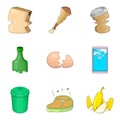 Kitchen cleaning icon set, cartoon style Royalty Free Stock Photo