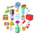 Kitchen cleaning icons set, cartoon style Royalty Free Stock Photo