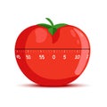 Kitchen clock in form of red tomato with leaf vector Royalty Free Stock Photo