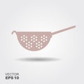 Kitchen colander flat icon. Vector illustration with shadow Royalty Free Stock Photo