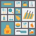 Kitchen and cooking icons set, kitchenware and Royalty Free Stock Photo