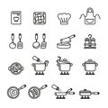 Kitchen and Cooking Icons Set. Line Style stock .