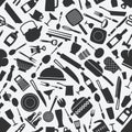 Kitchen cookware monochrome seamless pattern