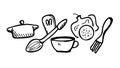 Kitchen Cookware Set: Pots, Pans, & Utensils, vector design Generative AI Royalty Free Stock Photo