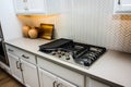 Kitchen Counter With Decorator Items And Gas Cook Top Royalty Free Stock Photo