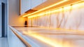 A kitchen counter with a marble top and some lights, AI Royalty Free Stock Photo