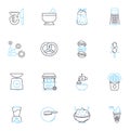 Kitchen-craft linear icons set. Gadgets, Cookware, Bakeware, Cutlery, Utensils, Appliances, Mixing bowls line vector and