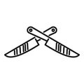 Kitchen crossed knifes icon, outline style