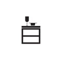 Kitchen cupboard black vector concept icon. Kitchen cupboard flat illustration, sign Royalty Free Stock Photo