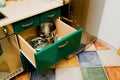 Kitchen cupboard with dishes