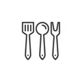 Kitchen cutlery line icon