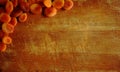 Kitchen cutting plank with dried apricots