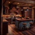 kitchen design in a country house made in wood