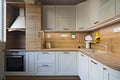 Kitchen details, objects in light and wood tones Royalty Free Stock Photo