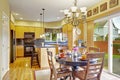 Kitchen with dining area and exit to backyard Royalty Free Stock Photo