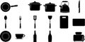Kitchen and Dining Essentials Silhouette Icon Set Royalty Free Stock Photo