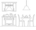 Kitchen-dining room in a linear style. Interior Design.