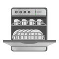 Kitchen dishwasher icon, cartoon style