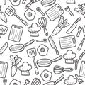 Kitchen doodle seamless pattern with a cute design Royalty Free Stock Photo
